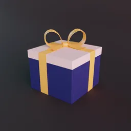 3D rendered gift box with golden ribbon, optimized for Blender, festive decoration object.