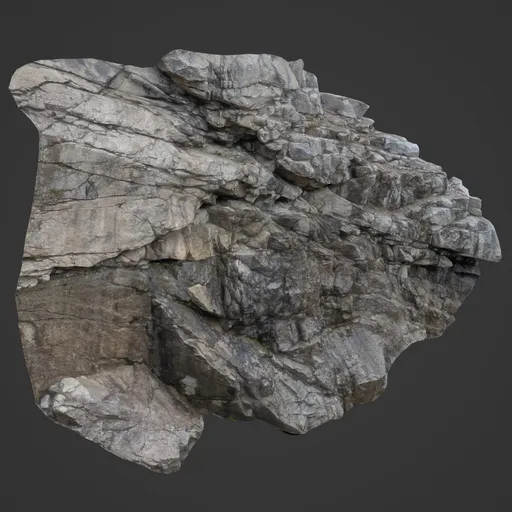 Detailed 3D model of a rugged, textured cliff optimized for Blender with realistic shadows and highlights.