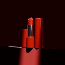 Red lipstick scene with dark background