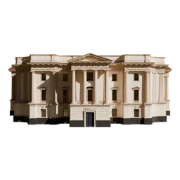 Detailed Neoclassical Palace 3D model, UV unwrapped, textured in Substance 3D, multi-texture sets, optimal for Blender.