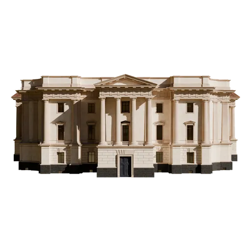 Detailed Neoclassical Palace 3D model, UV unwrapped, textured in Substance 3D, multi-texture sets, optimal for Blender.