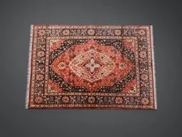 Detailed Persian-style carpet 3D model optimized for Blender rendering, showcases intricate patterns and fine textures.