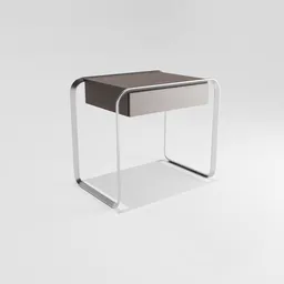 Modern 3D-rendered Bedside table K2A with a wooden top and sleek aluminium frame, designed for Blender 3D artists.