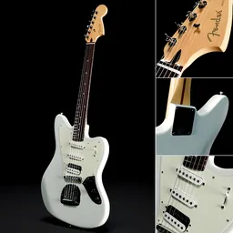 Detailed 3D Blender model of modified Fender electric guitar with unique Pawn Shop aesthetic.