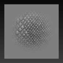 3D model sculpting brush imprint of diamond-shaped reptile scales for Blender, ideal for detailing creature textures.