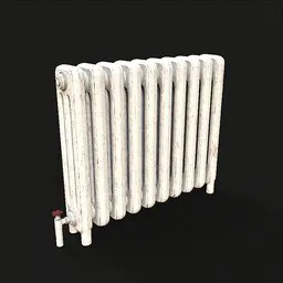 Detailed 3D Blender model of a textured vintage radiator for realistic household scene rendering.
