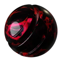 High-quality PBR texture of crimson cracked marble, with cellular pattern and iridescence, suitable for Blender 3D and similar applications.