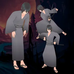 Anime Samurai with Katana (Rigged/Animated)