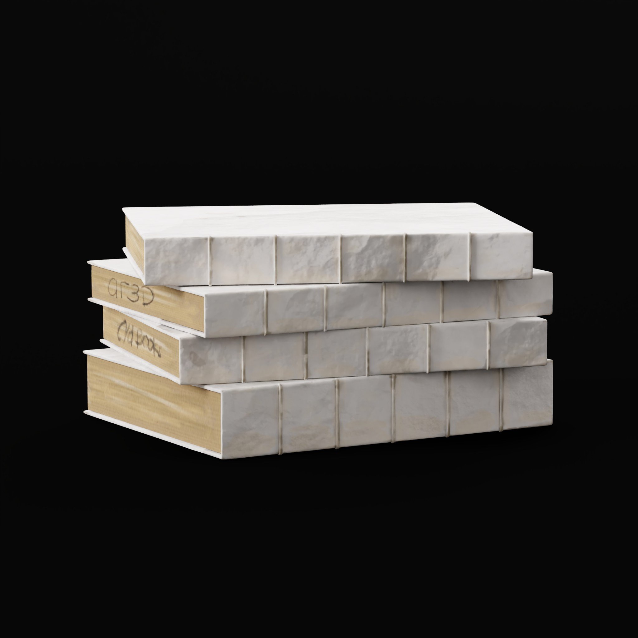 Old Stacked White Books | Books models | BlenderKit