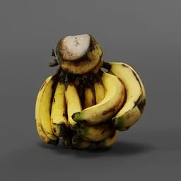 Realistic 3D scanned banana bunch model, optimized for Blender 3D, with a low-poly count for efficient rendering.