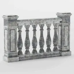 "Stone Balustrade for Blender 3D - Roman/Greek Style Balcony Piece with Ornate Borders."