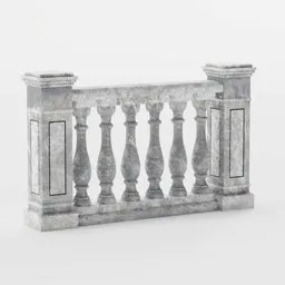 "Stone Balustrade for Blender 3D - Roman/Greek Style Balcony Piece with Ornate Borders."
