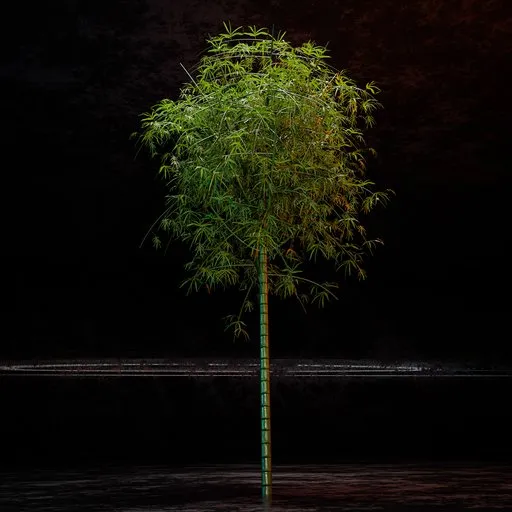 Realistic bamboo tree 3D model with detailed textures for Blender rendering and animation projects.