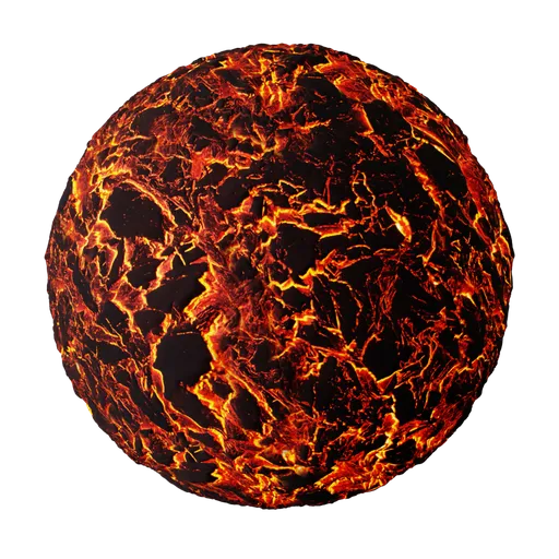 High-quality 2K PBR lava texture for 3D modeling and rendering, suitable for Blender and other 3D applications.