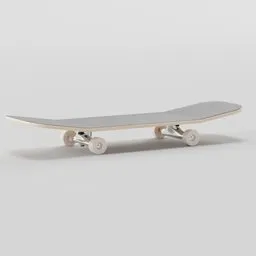 Detailed 3D Blender model of a skateboard with trucks and wheels, perfect for extreme sports graphics.