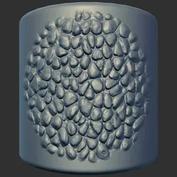 3D sculpting brush imprint for reptilian skin texture, compatible with Blender, creates detailed dragon scales effect on models.