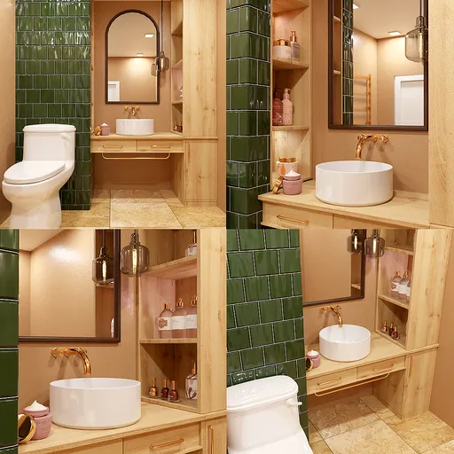 Detailed 3D bathroom model rendered with Blender Cycles, featuring realistic textures and accurate scale.