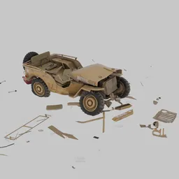 Destroyed Miltary jeep