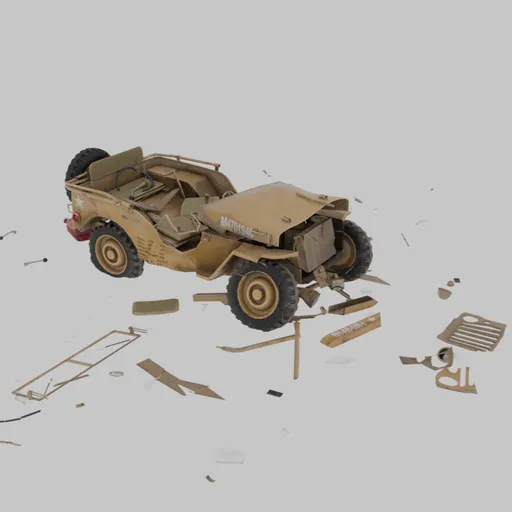 Destroyed Miltary jeep