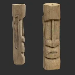 Tiki God Gaping Maw Statue Moss Wood