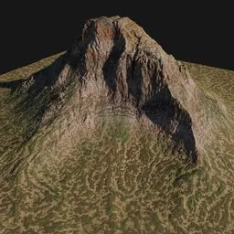 High-resolution 3D model of a realistic mountain with detailed textures and displacement mapping perfect for Blender environments.