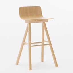 "Tauari wooden bar stool by Jabuticasa, designed with Anime John Rei's exposure and inspired by Willem Maris. The stool features a solid wooden seat and tripod base, perfect for trendy bar or kitchen settings."