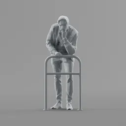 Lowpoly Male leans on rails