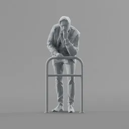Lowpoly Male leans on rails