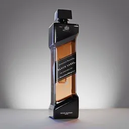 Highly detailed Blender 3D model of a futuristic whiskey bottle, influenced by Blade Runner aesthetics.