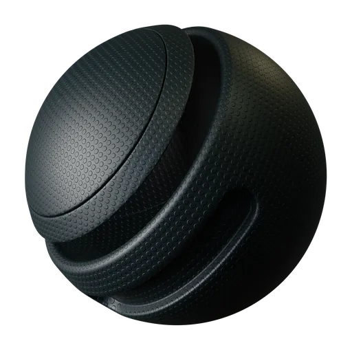 3D PBR Black Rubber Material with Circular Corrugated Pattern for Blender and CG Texturing