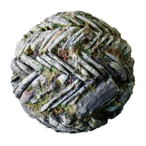 Rock Stone Wall Mossy