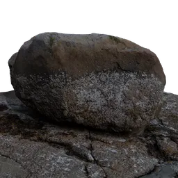 Detailed 3D scanned rock model for coastal environment scenes in Blender, showcasing realistic textures.