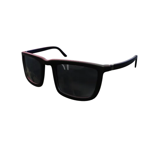 Stylized 3D cartoon sunglasses model for Blender with a modern design, isolated on a transparent background.