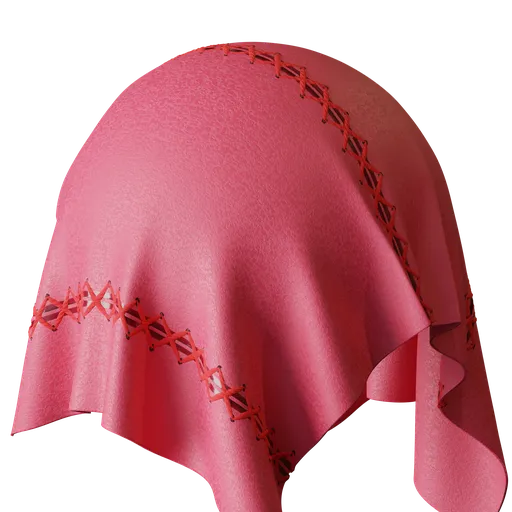 Coral Goat Leather with Cross Stitch