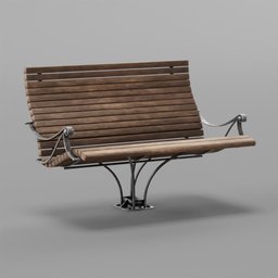 Highly detailed wooden park bench 3D model with metal supports, optimized for Blender rendering.