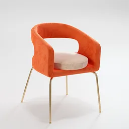 Velvet upholstered luxury 3D chair model with gold legs, optimized for Blender rendering.