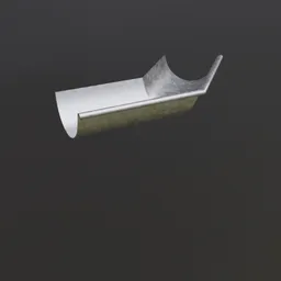 Detailed 3D rendering of a metallic gutter component for architecture in Blender.