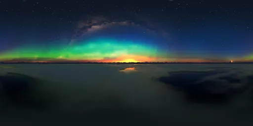 Aerial Night Aurora Lights Twilight