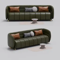 Emerald Green Contemporary Sofa