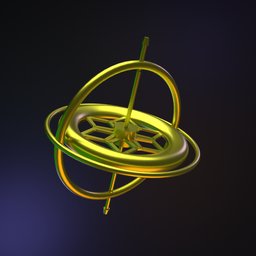 "Yellow science toy with a star on it, rigged and animated in Blender 3D. Similar to Bifrost, this vortexing 3D icon for mobile games has a spinning whirlwind effect. Perfect for art enthusiasts and science lovers alike."