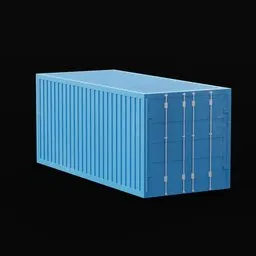 3D model of blue 20ft shipping container, detailed Blender design for industrial use.