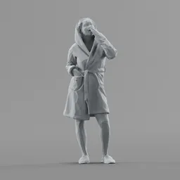Lowpoly Female in bathrobe