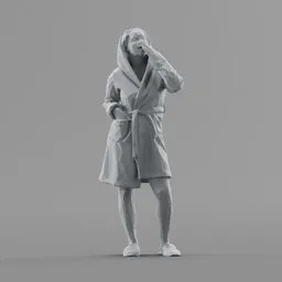 Lowpoly Female in bathrobe