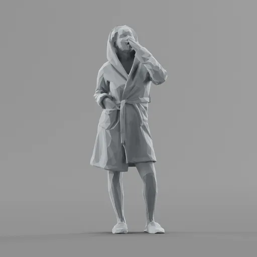 Lowpoly Female in bathrobe