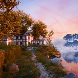 Autumn Cabins by the Lake
