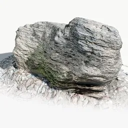 "Low-poly PBR textured Beach Rock 3D model, photo-scanned for realistic detail. Ideal for landscape scenes and coastal environments. Created using Blender 3D software."