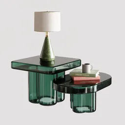 Coffee Table Glass - Lamp Table - Book - Realistic