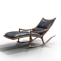 "Experience the comfort of an exquisite mid-century rocking chaise lounge inspired by Sam Maloof's signature design, recreated in stunning detail using Blender 3D. Perfect for any furniture collection, this piece is a tribute to the creative genius of the legendary furniture designer."