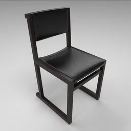 Detailed 3D model of modern black imitation leather dining chair for Blender rendering.