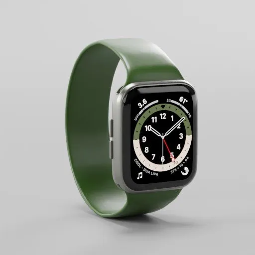 Highly detailed 3D render of a smartwatch, compatible with Blender, showcasing photorealistic textures and lighting.
